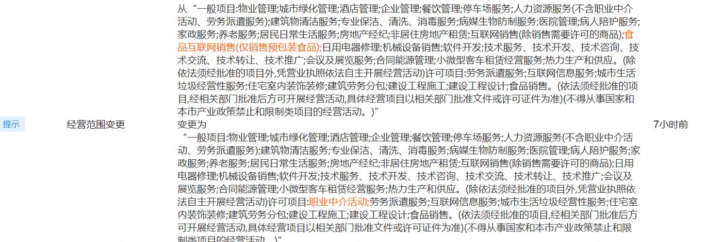 滿天星物業經營范圍新增職業中介活動